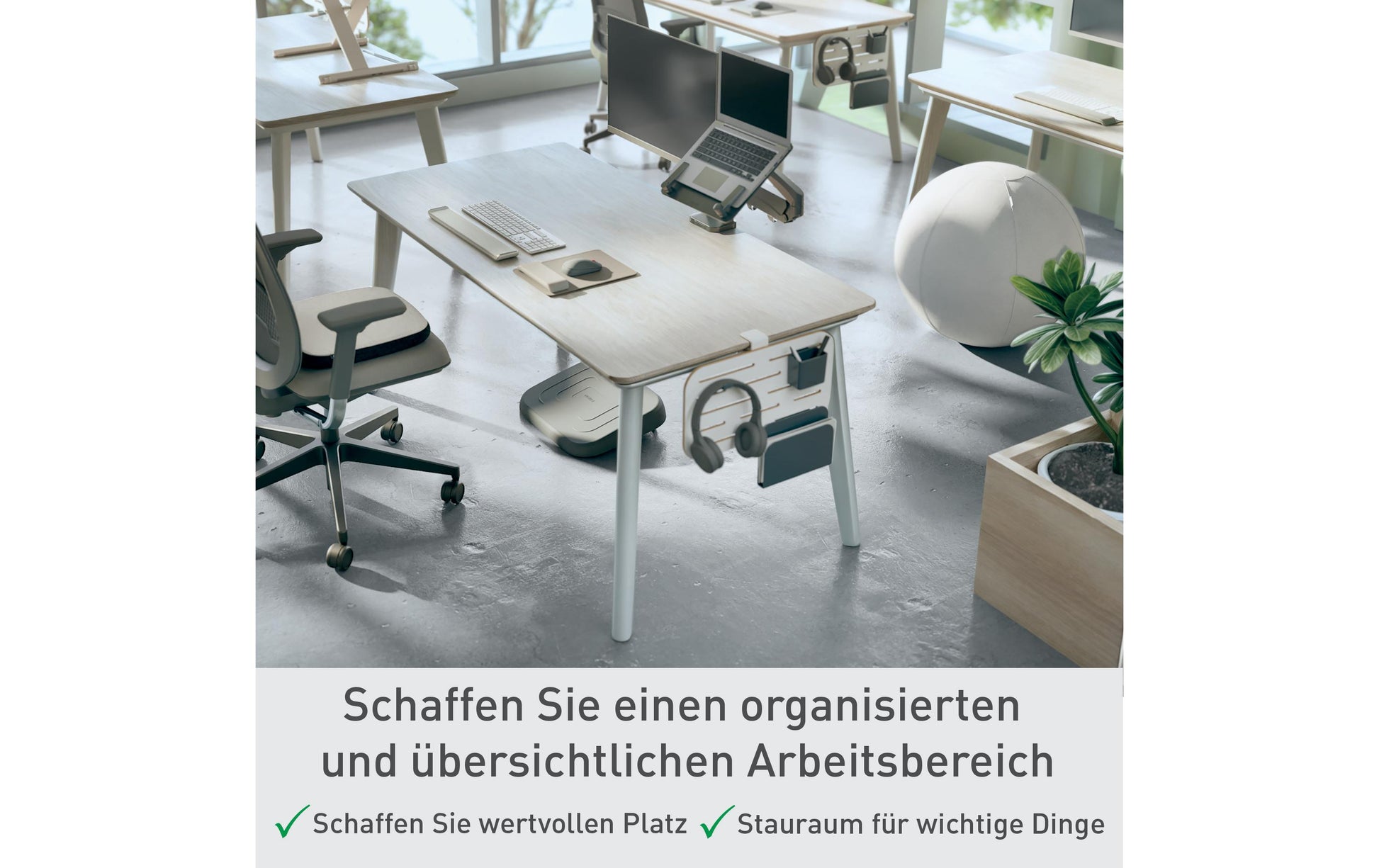 Leitz Pegboard-Organizer – für Tischplattendicke bis 35 mm, Leitz 65340001, 65360001 – 450 × 61 × 330 mm