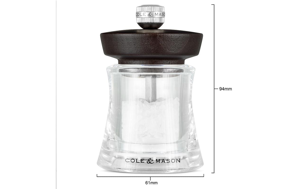 Cole & Mason Holborn SM – Salz-/Pfeffermühle Ø 6,1 × 9,5 cm, Acryl/Buchenholz, Schokolade/Transparent