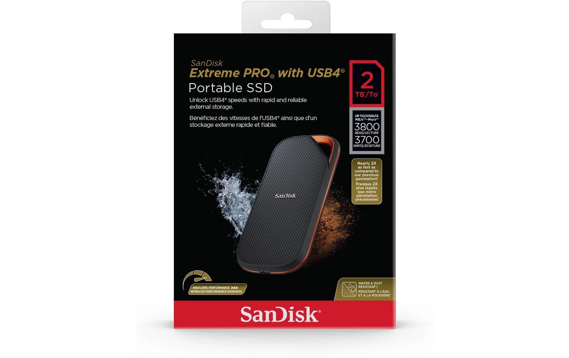 SanDisk Extreme Pro Speichergerät – 2 TB, USB4, Lesen 3,8 GB/s; Schreiben 3,7 GB/s