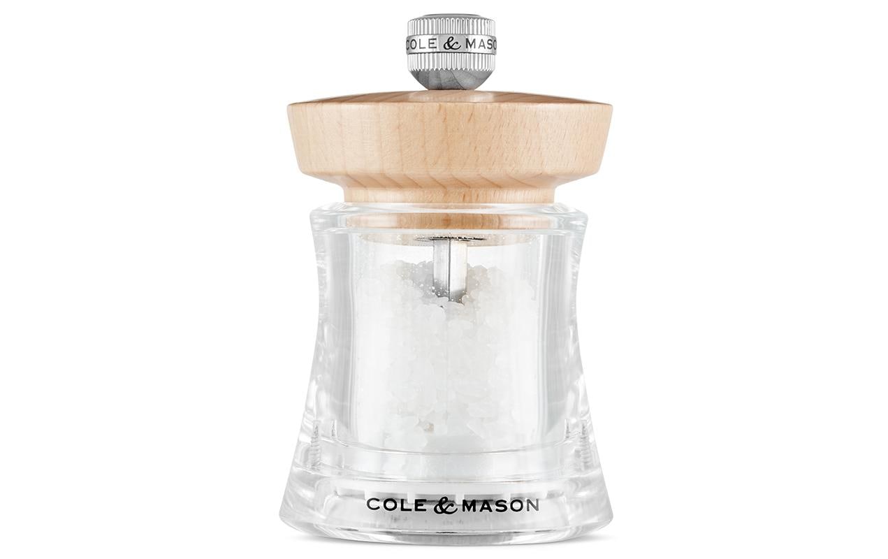 Cole & Mason Holborn SM – Salz-/Pfeffermühle Ø 6,1 × 9,5 cm, Acryl/Buche, Keramikmahlwerk, transparent/natur