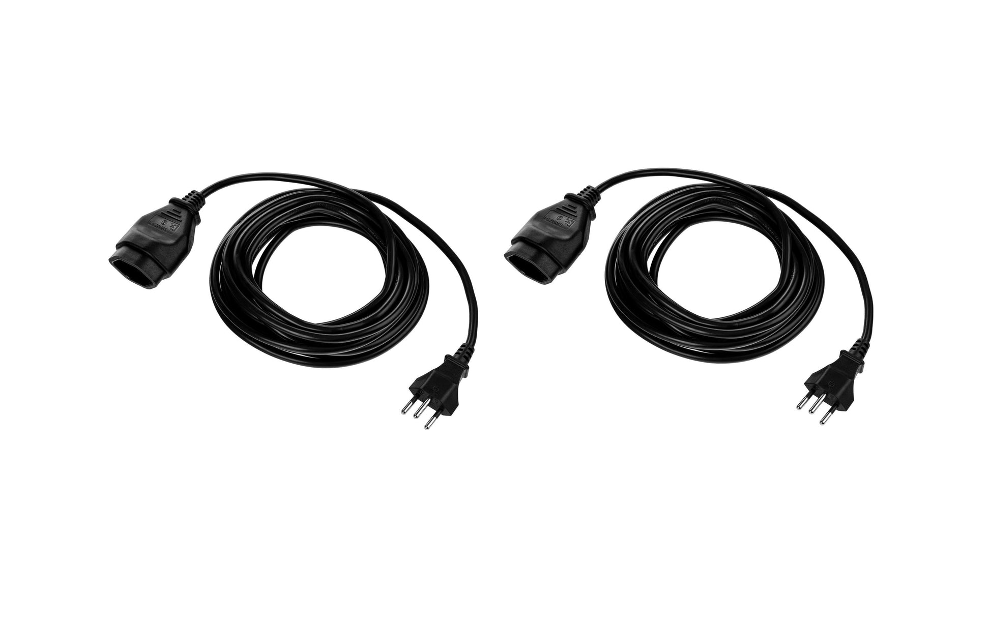 Furber. Verlängerungskabel – T12–T13, 5 m, H05VV‑F, 3×1 mm², Schwarz, 2er-Set