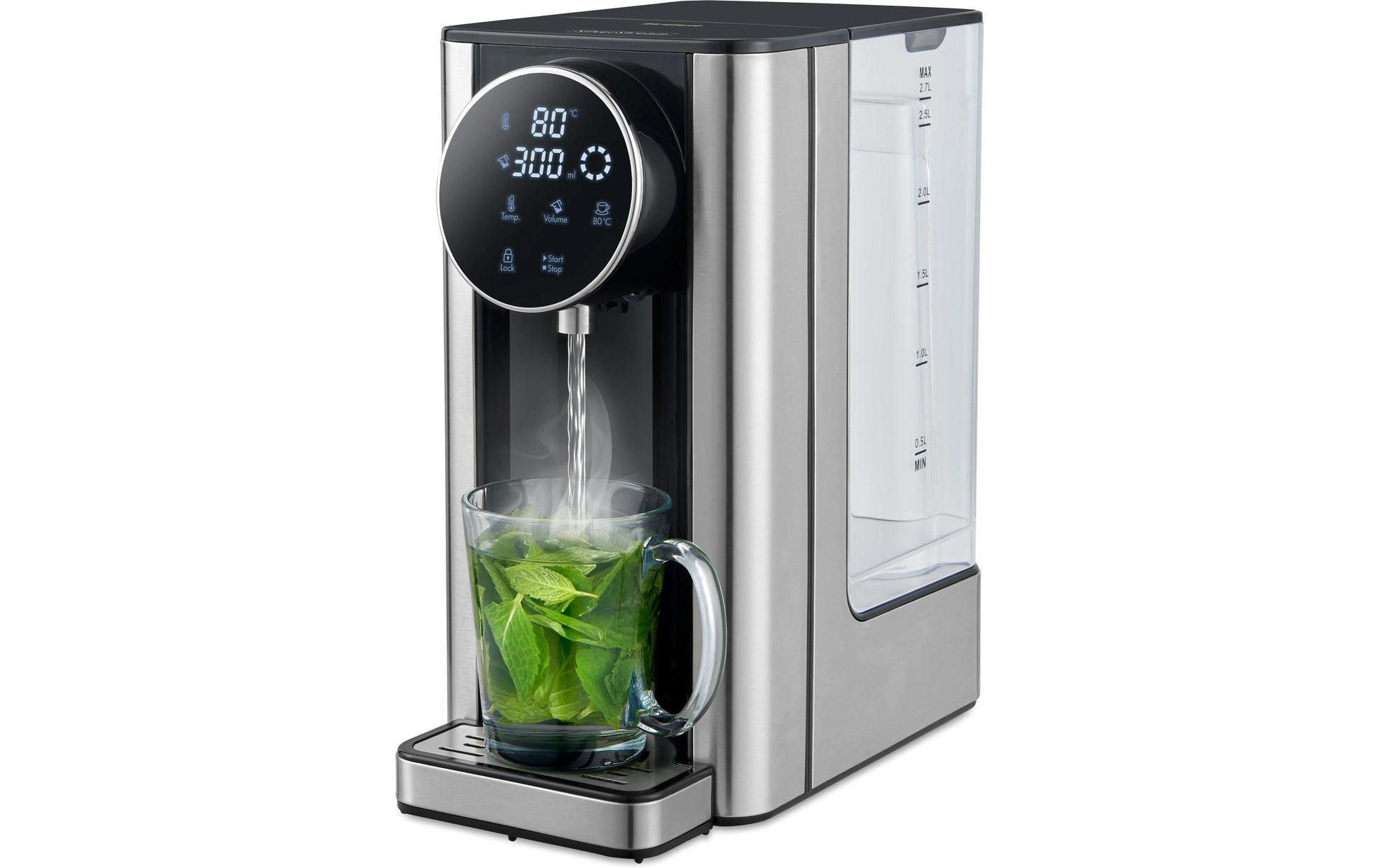 Trisa Silver Stream Wasserkocher – 2,7 l, mit Temperaturwahl, Edelstahl