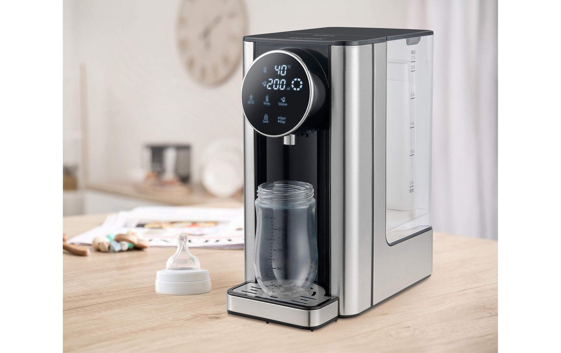 Trisa Silver Stream Wasserkocher – 2,7 l, mit Temperaturwahl, Edelstahl