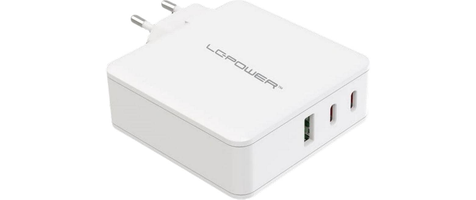 LC-Power LC-GAN-100 Ladegerät – 100 W, 2× USB-C + 1× USB-A, PD, GaN – für USB-C-Geräte