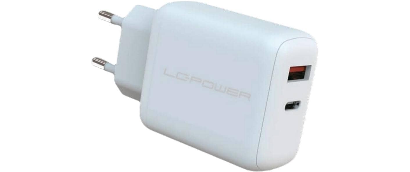 LC-Power LC-GAN-45 USB-Ladegerät 45 W – USB-C×1, USB-A×1 – PD 3.0, GaN – Weiss