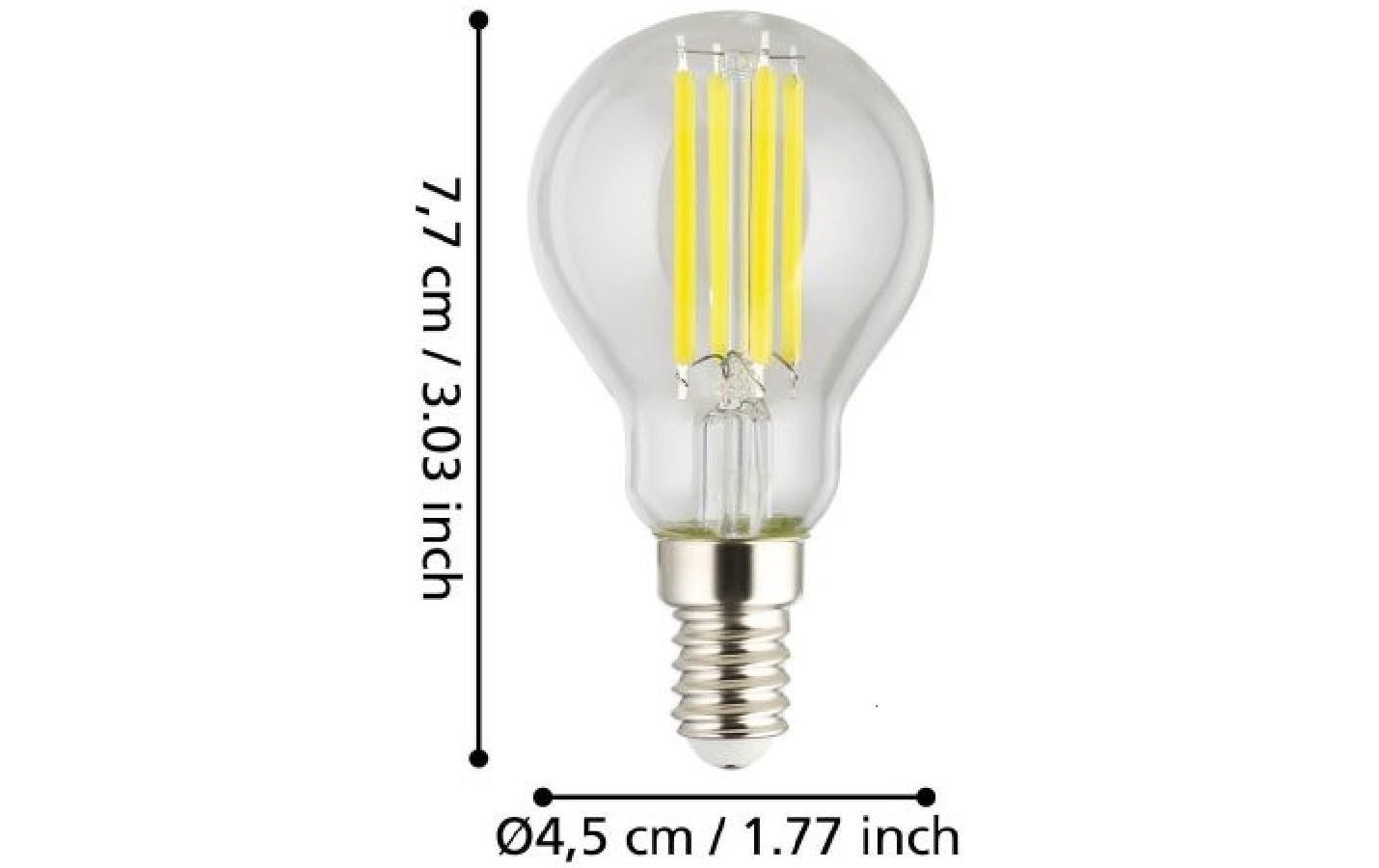 EGLO Leuchtmittel E14 P45 – Warmweiss 3000 K, 470 lm, 2,2 W – IP20 – 1 Stk. – Transparent/Glas – LM-E14-LED