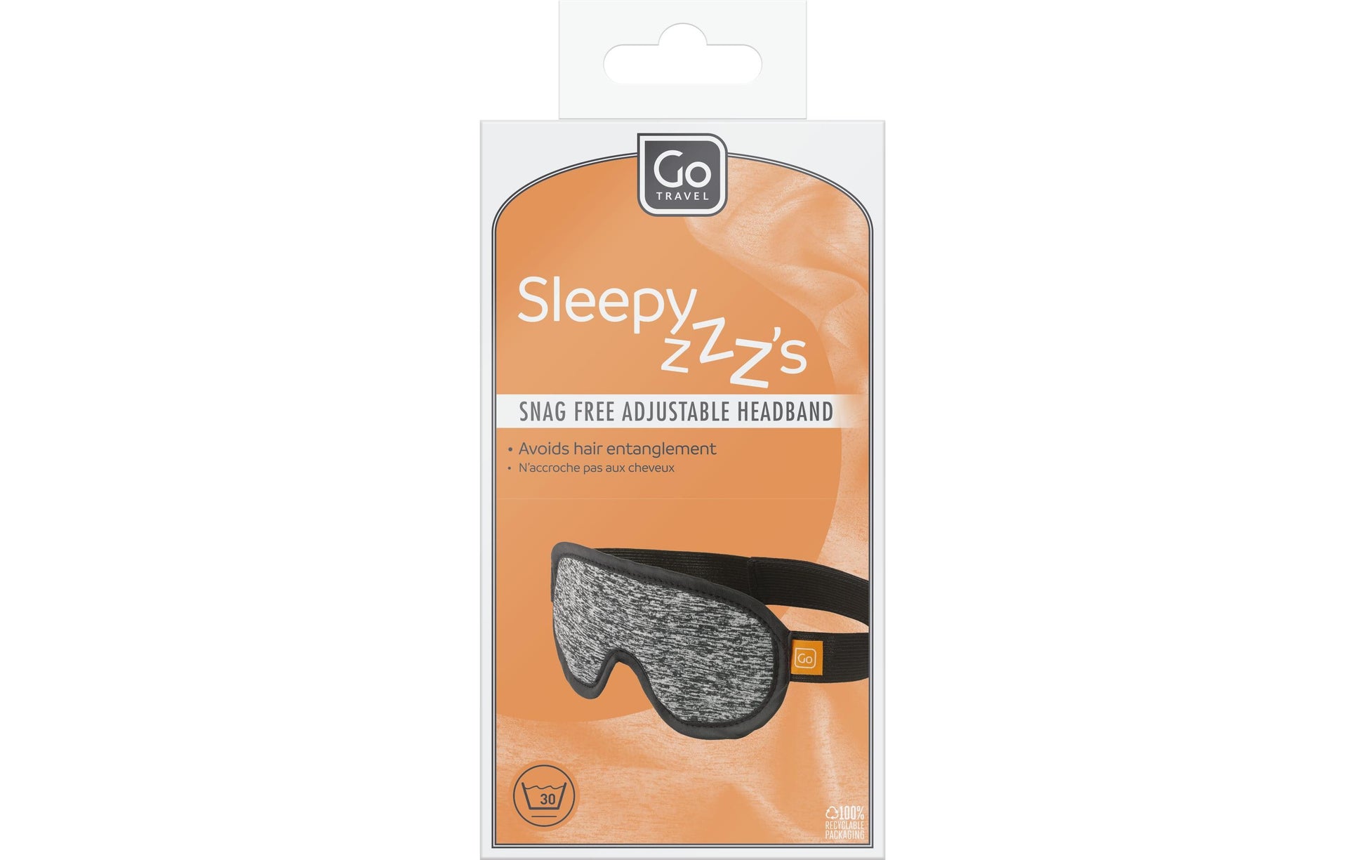 Gotravel Schlafmaske Sleepy ZZZs – 19,5×8 cm, 34 g – Schwarz – Elasthan