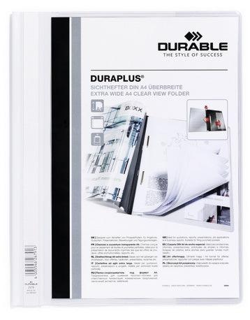 Durable Schnellhefter – A4, PP, weiss, Beschriftungslinien