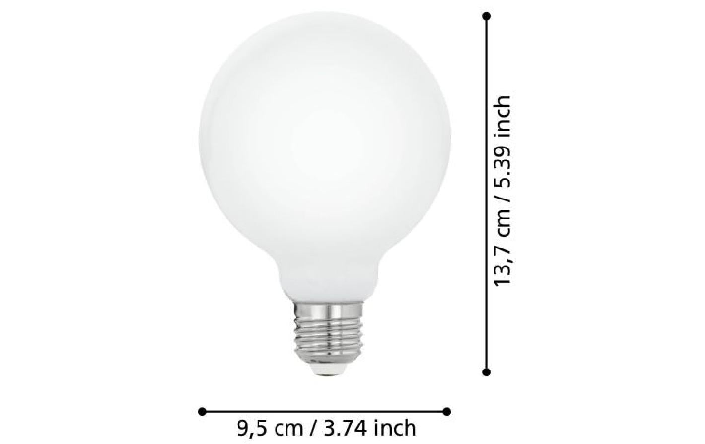 EGLO Leuchtmittel E27 G95 – Warmweiss 2700 K, 1055 lm, 9 W – 1 Stk., Opalglas
