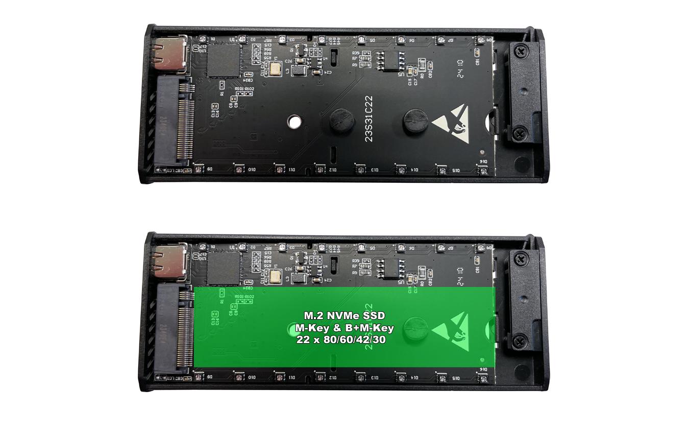 LC-Power LC-M2-C-NVME-4 – 1-Bay externes M.2-Gehäuse – USB-C 3.1 Gen 2, für M.2 NVMe (PCIe)