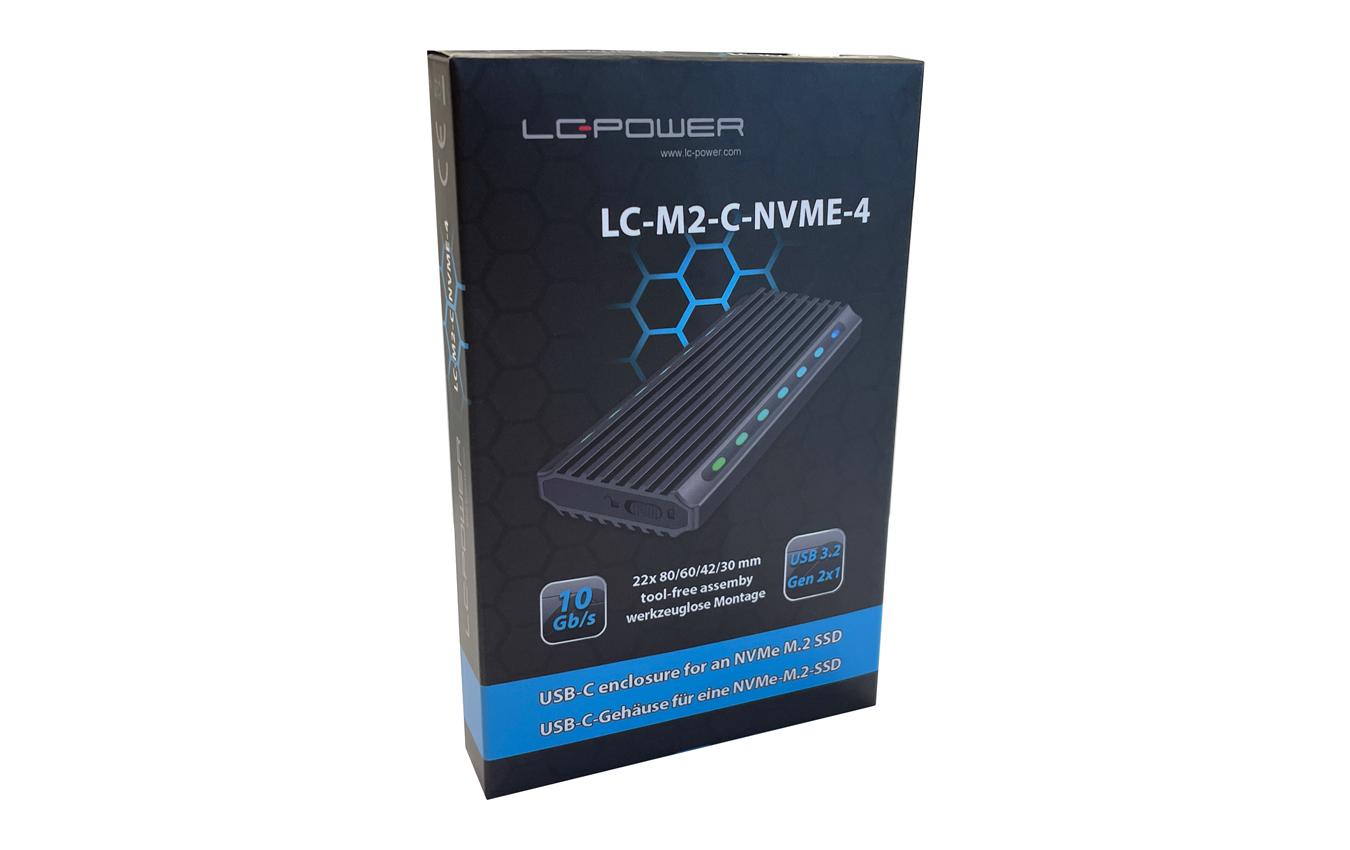 LC-Power LC-M2-C-NVME-4 – 1-Bay externes M.2-Gehäuse – USB-C 3.1 Gen 2, für M.2 NVMe (PCIe)