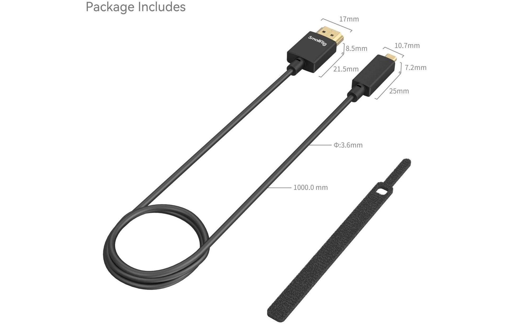 SmallRig Micro-HDMI auf HDMI Kabel HDMI 2.0 4K 60 Hz – 1 m – für Geräte mit Micro-HDMI-Anschluss
