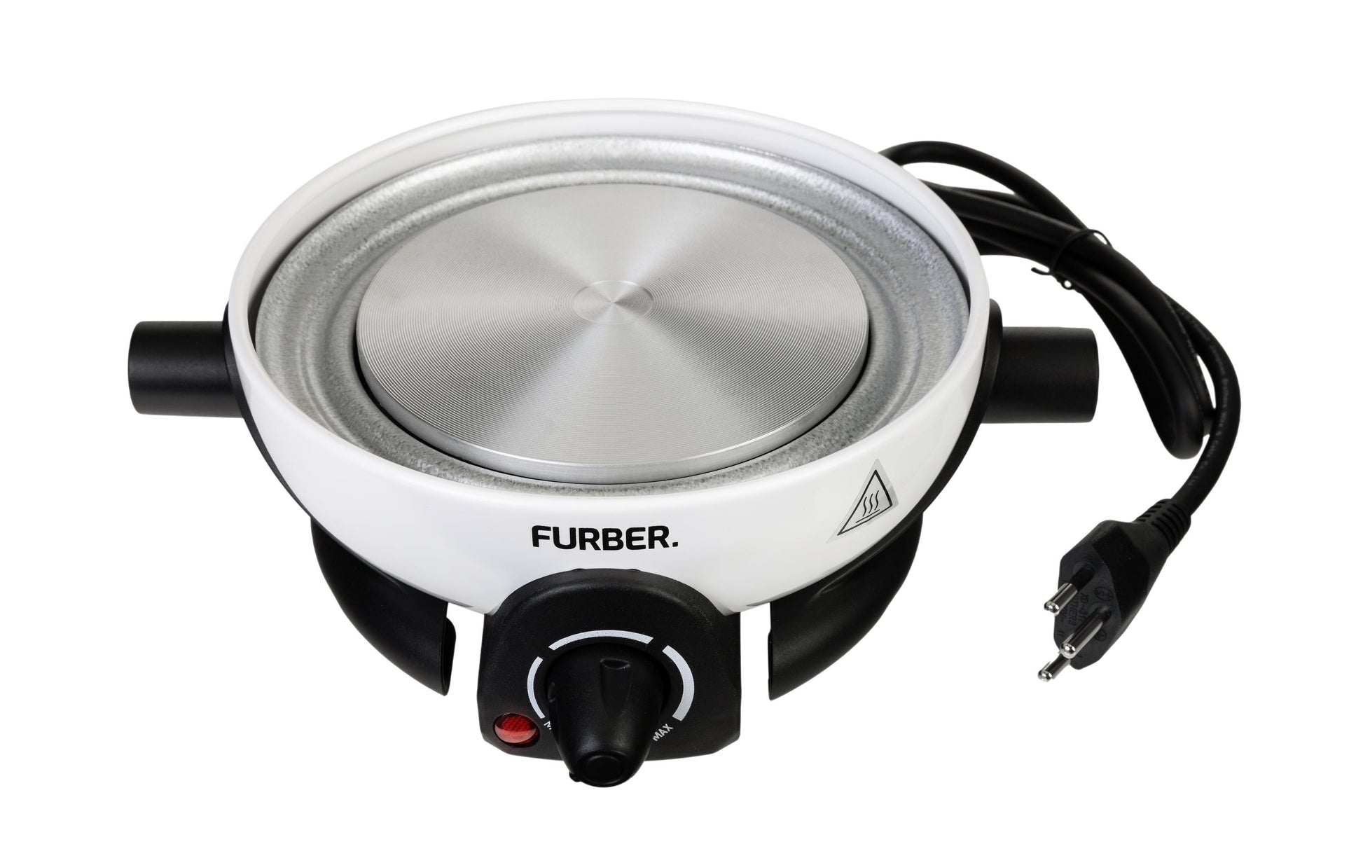 Furber. Furber Fondue-Set Alpy – Edelstahl, 1,3 l, 6 Gabeln, elektrisch – schwarz/weiss