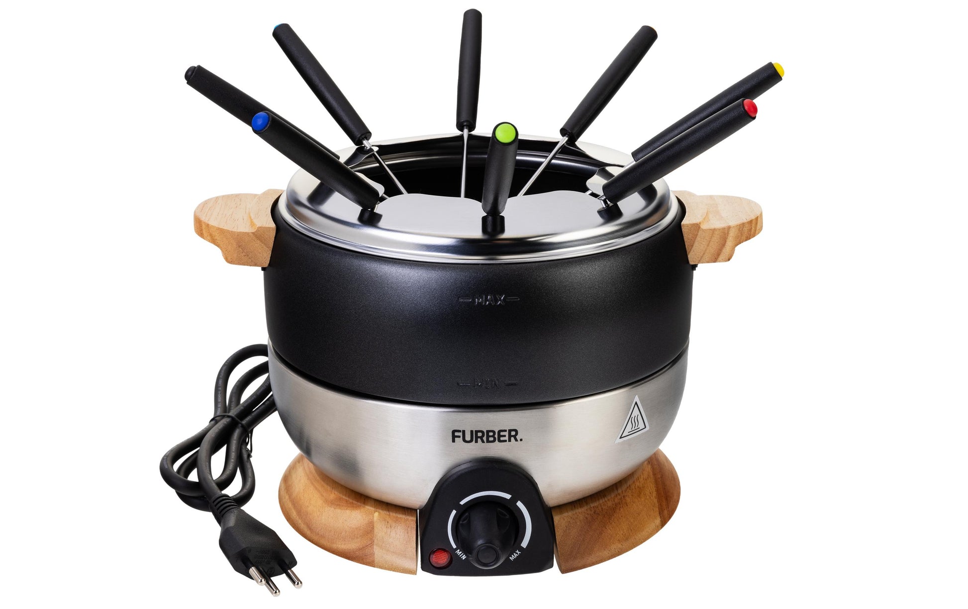 Furber. Furber Fondue-Set – Edelstahl, 1,8 l, 8 Personen, elektrisch – schwarz/silber