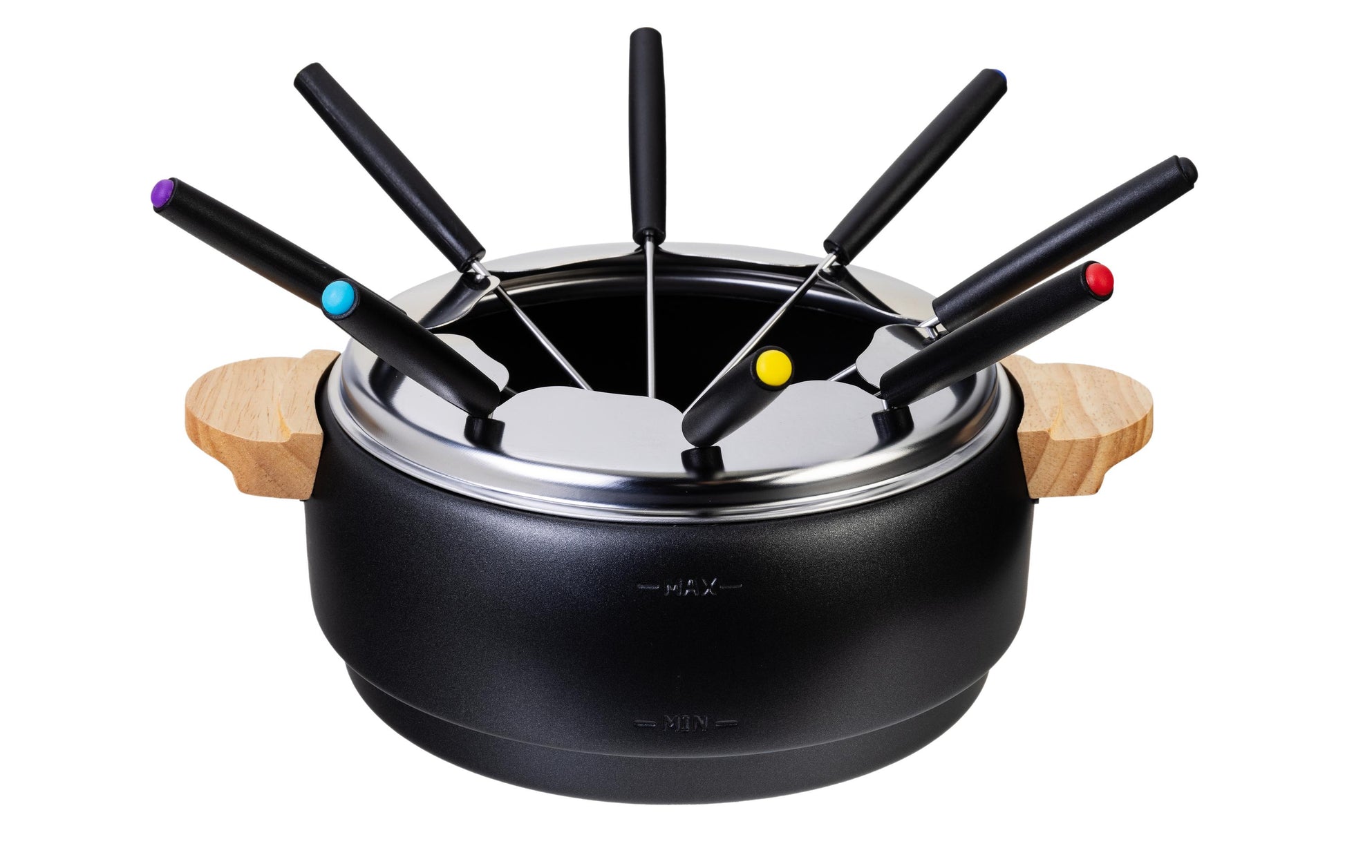 Furber. Furber Fondue-Set – Edelstahl, 1,8 l, 8 Personen, elektrisch – schwarz/silber