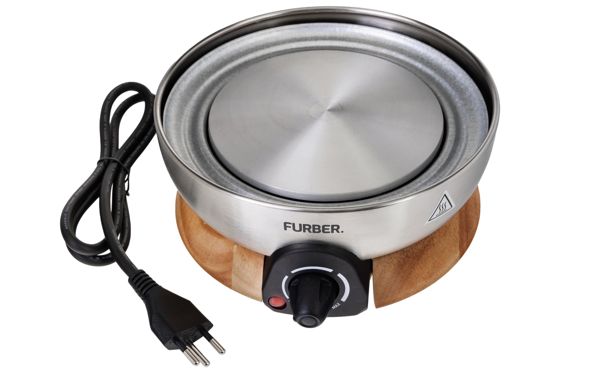 Furber. Furber Fondue-Set – Edelstahl, 1,8 l, 8 Personen, elektrisch – schwarz/silber