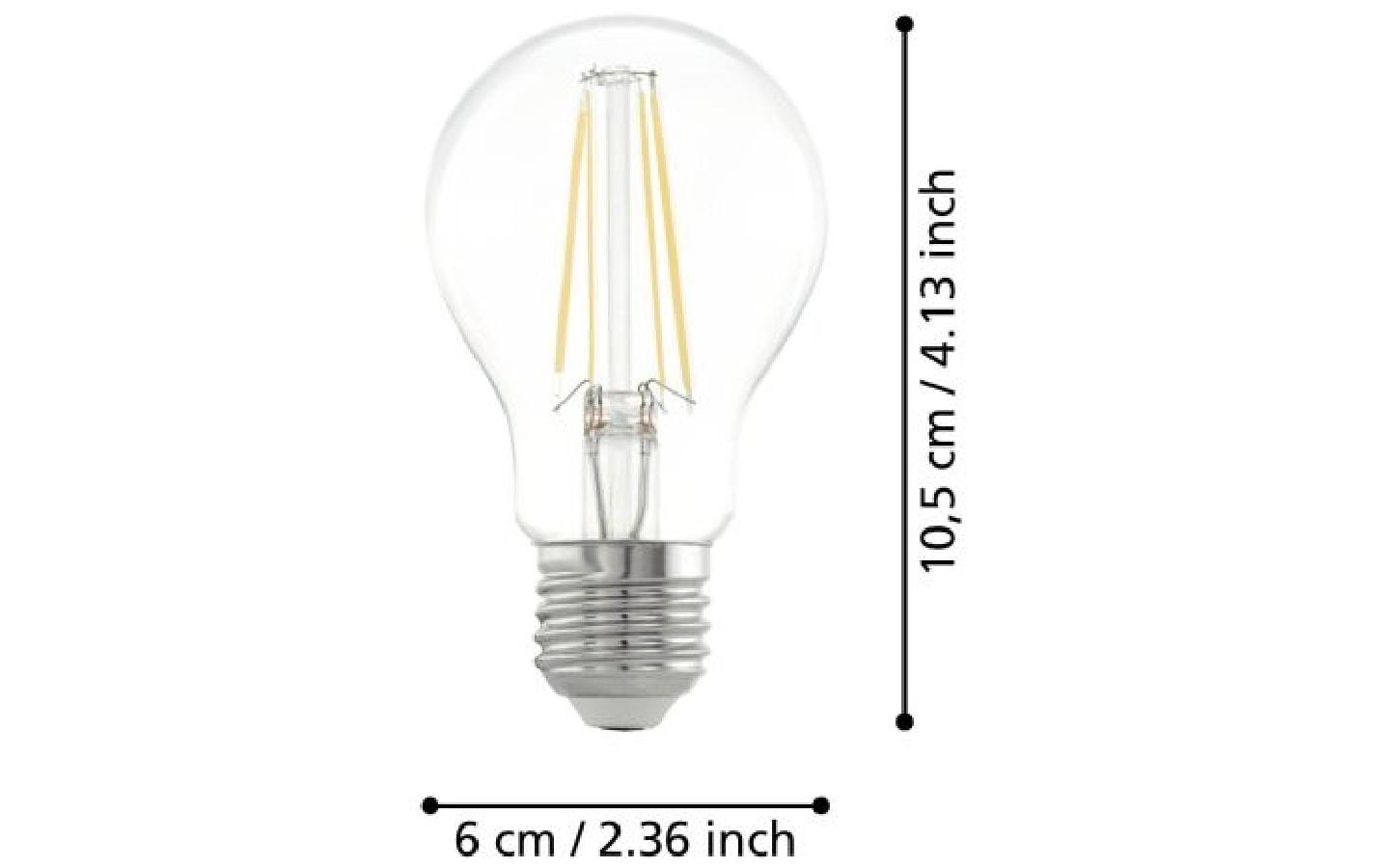EGLO LED-Leuchtmittel E27 A60 – Warmweiss 2700 K, 470 lm, 4 W – IP20 – 1 Stk. – Transparent, Glas