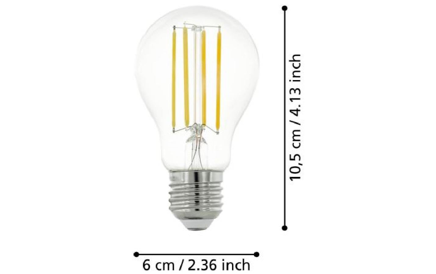 EGLO Leuchtmittel E27 A60 – Warmweiss 2700 K, 1521 lm, 12 W – IP20 – 1 Stk. – Transparent, Glas