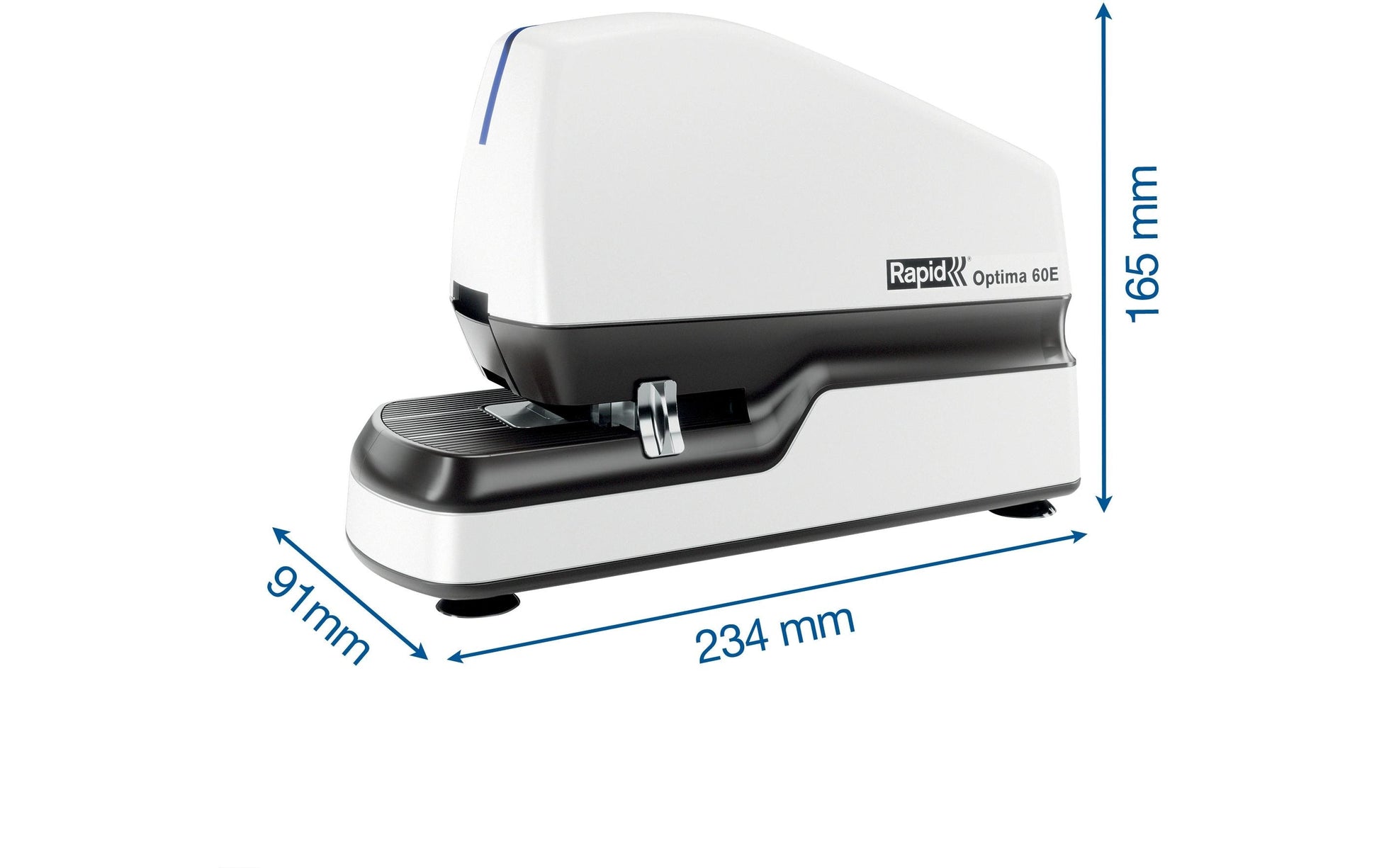 Rapid Optima 60E – Elektrischer Hefter, LED-Klammeranzeige, Einlegetiefe 5-30 mm, Weiss
