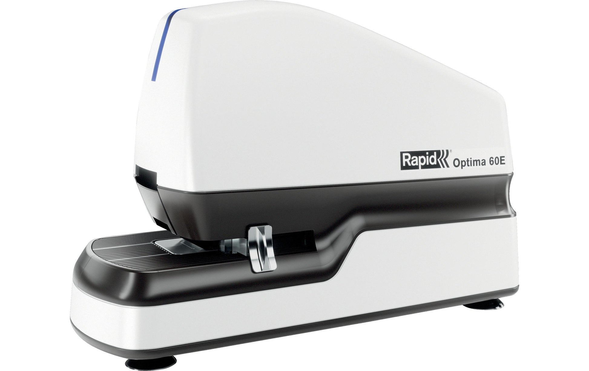Rapid Optima 60E – Elektrischer Hefter, LED-Klammeranzeige, Einlegetiefe 5-30 mm, Weiss