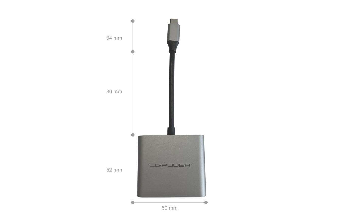 LC-Power LC-C-multi-4 V2 Multiport-Adapter – USB-C, 1× HDMI, 1× USB-A