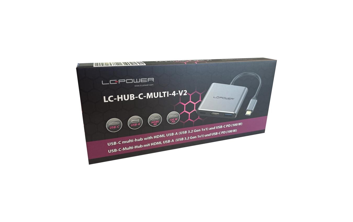 LC-Power LC-C-multi-4 V2 Multiport-Adapter – USB-C, 1× HDMI, 1× USB-A