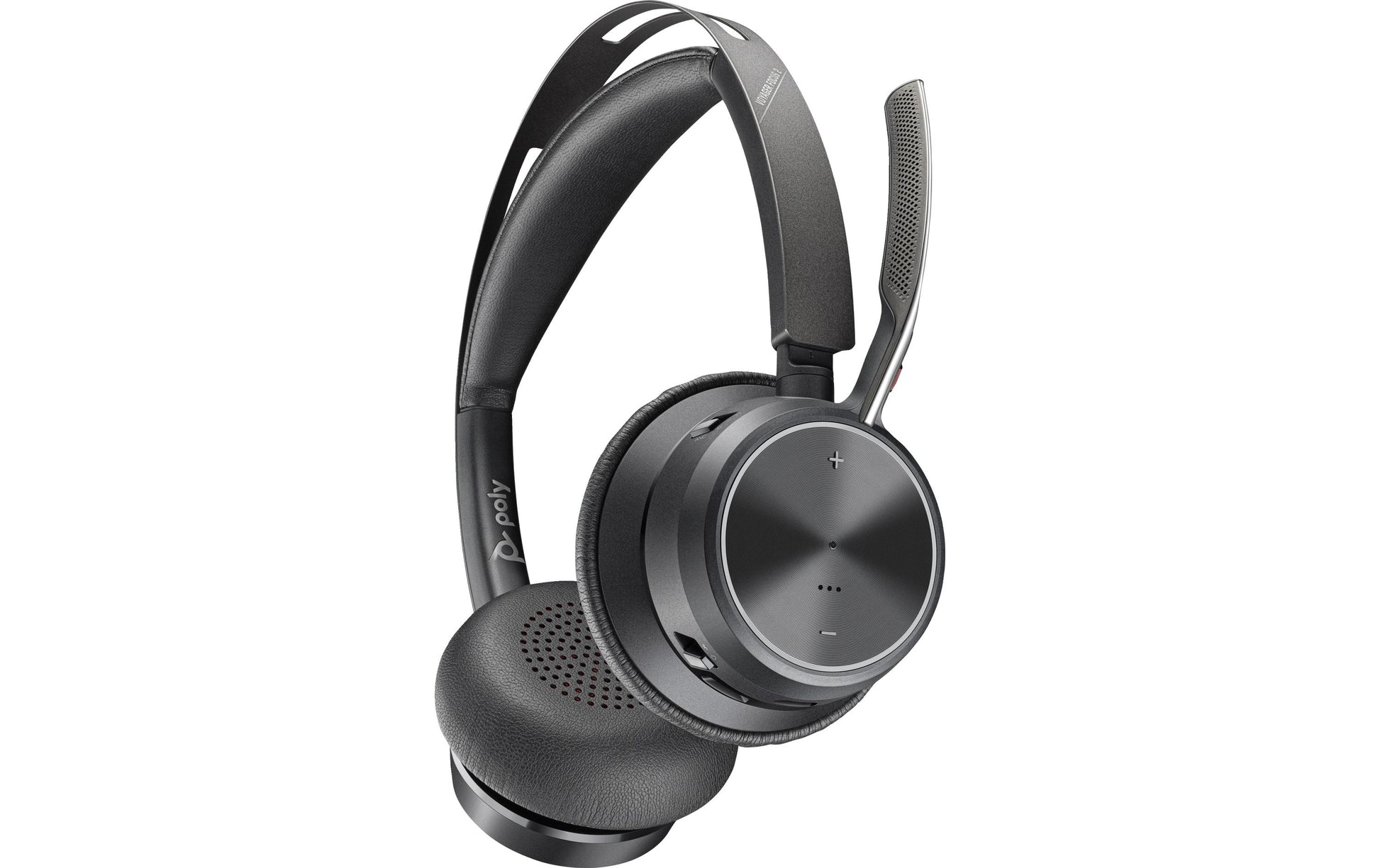 Poly Voyager Focus 2 Office-Headset – On-Ear, Stereo, BT, ANC, mit USB-A-Dongle, mit Ladestation, Schwarz