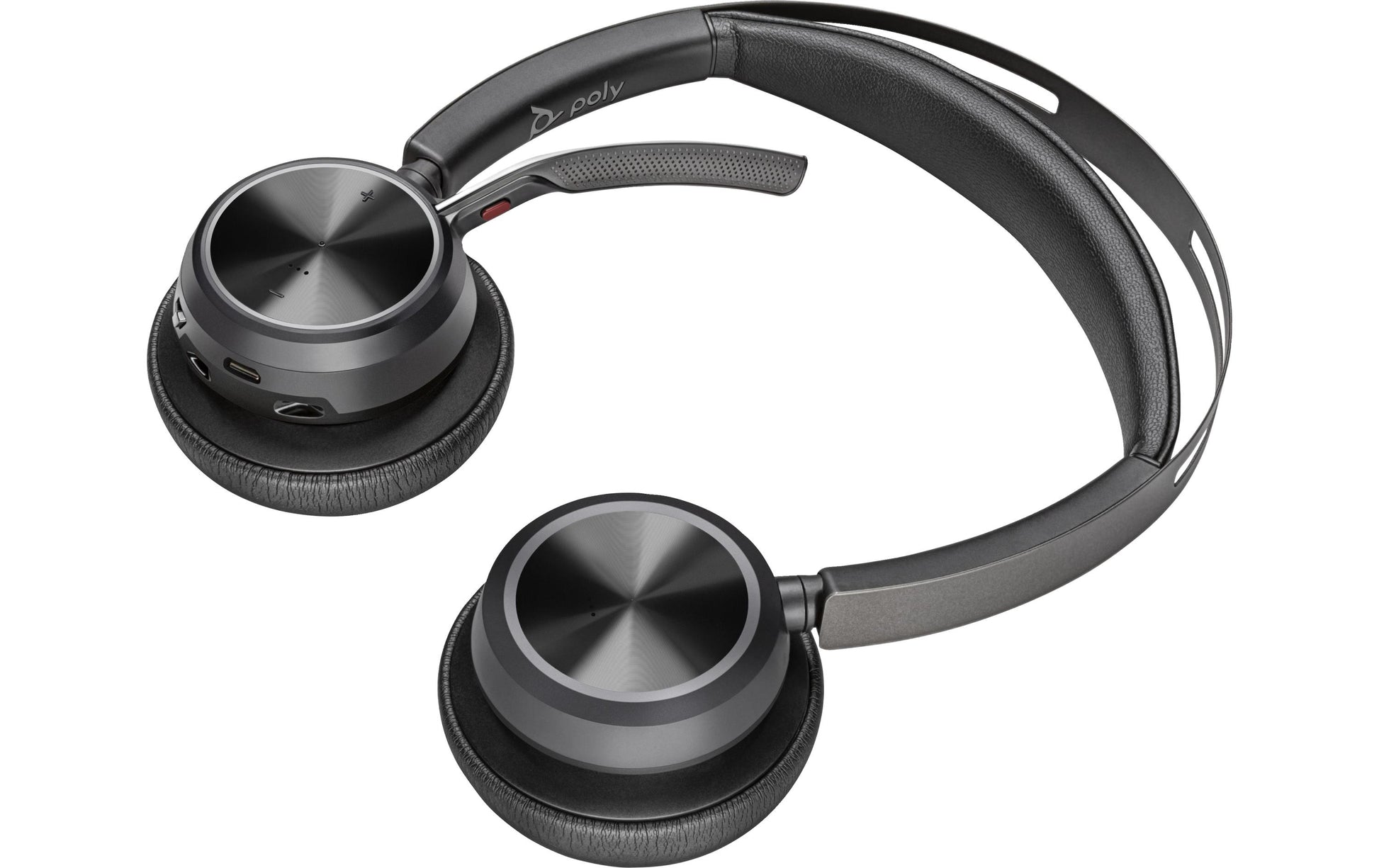 Poly Voyager Focus 2 Office-Headset – On-Ear, Stereo, BT, ANC, mit USB-A-Dongle, mit Ladestation, Schwarz