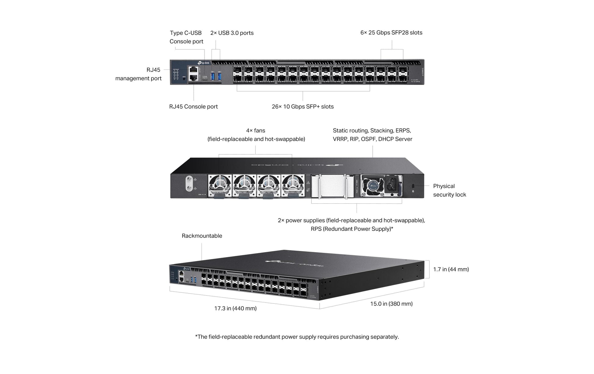 TP-Link SX6632YF – Managed Switch – 26×SFP+, 6×SFP, L2+/L3, 1U
