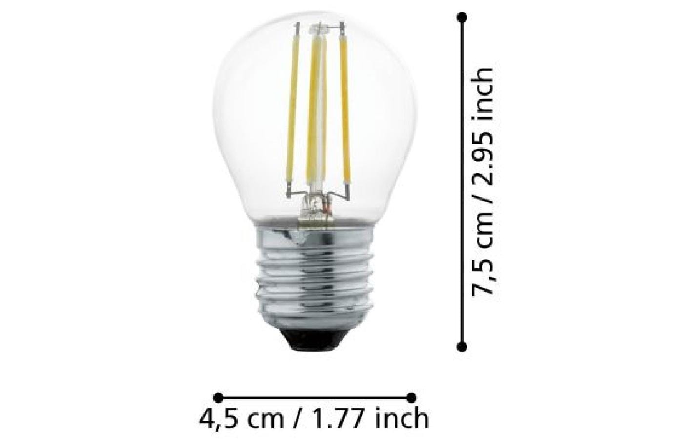 EGLO Leuchtmittel E27 Globus – Warmweiss 2700 K, 470 lm, 4 W – Transparent, Glas – 1 Stk.