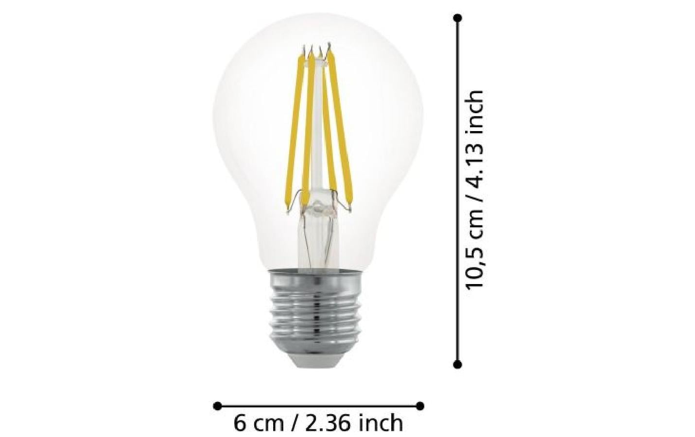 EGLO Leuchtmittel E27 A-Form – Warmweiss 2700 K, 806 lm, 7,5 W, dimmbar – IP20 – 1 Stk. – Transparent, Glas