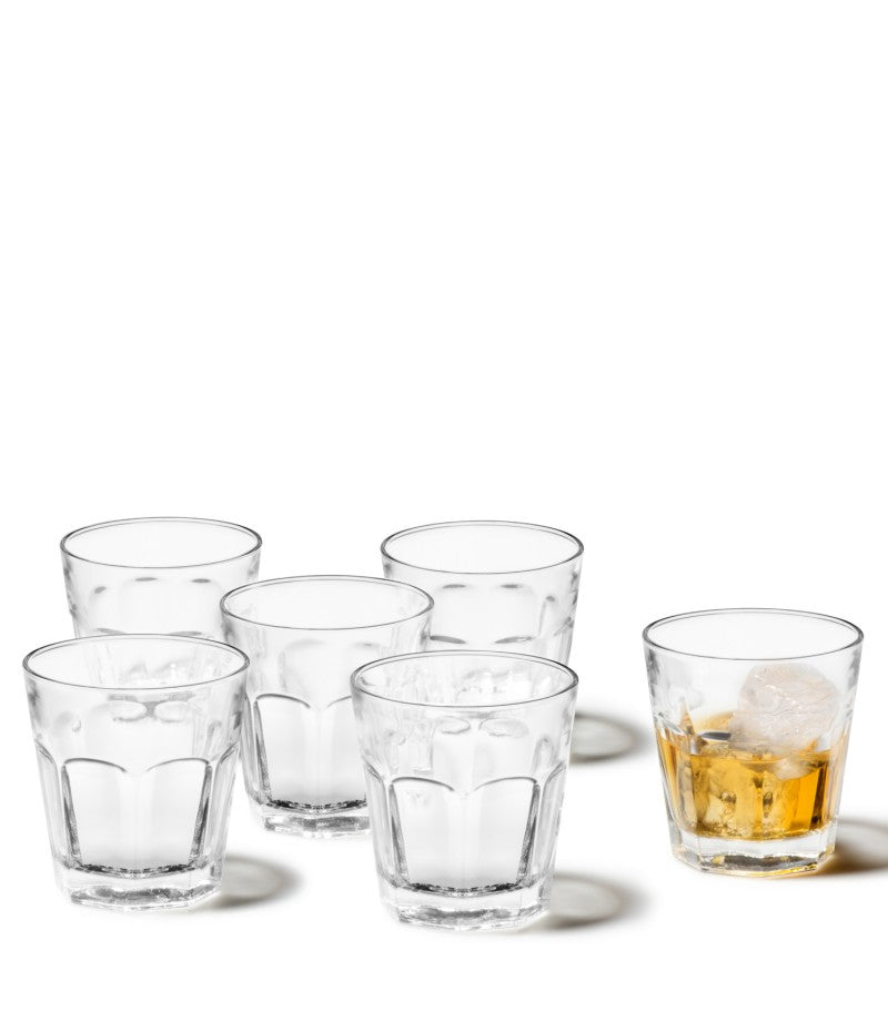 LEONARDO Whiskybecher Rock – 6er Set, 250 ml, Ø 8,5 cm, Kalk-Natron-Glas, Transparent, spülmaschinenfest