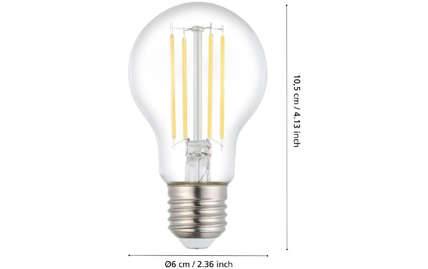 EGLO Leuchtmittel E27 A60 – Warmweiss 2700 K, 1055 lm, 9 W, dimmbar – IP20 – 1 Stk. – Transparent, Glas
