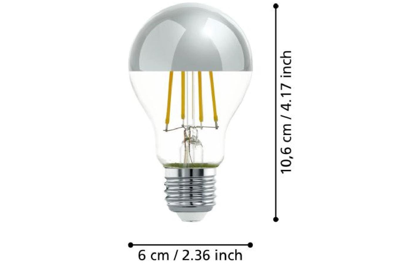 EGLO Leuchtmittel E27 A60 – Warmweiss 2700 K, 806 lm, 7,3 W – IP20 – 1 Stk. – Transparent, Glas