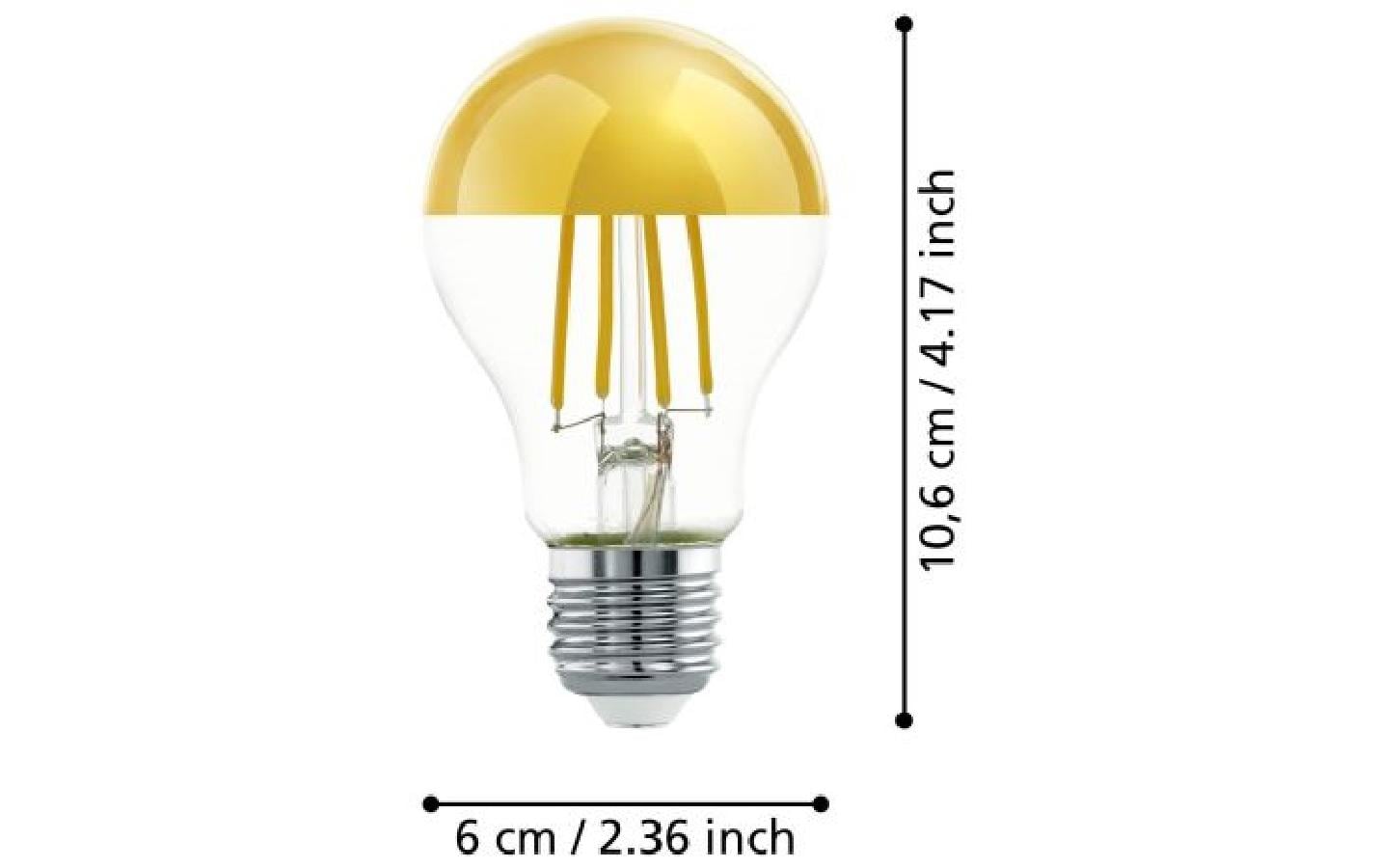 EGLO Leuchtmittel E27 Globus – Warmweiss 2700 K, 806 lm, 7,3 W – IP20 – 1 Stk. – Gold, Glas