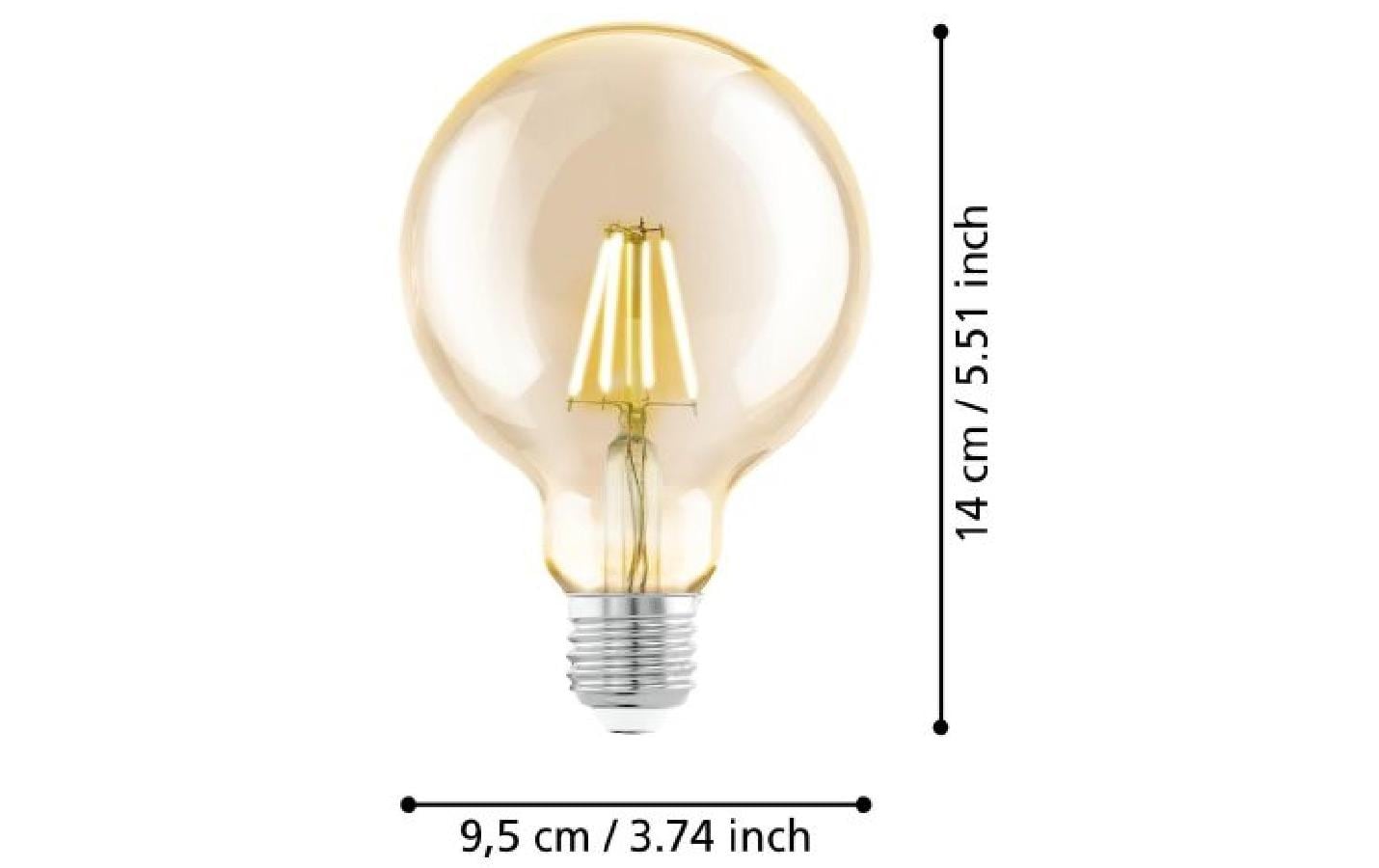 EGLO Leuchtmittel E27 Globus (G95) – Warmweiss 2200 K, 350 lm, 4 W – 1 Stk. – Glas