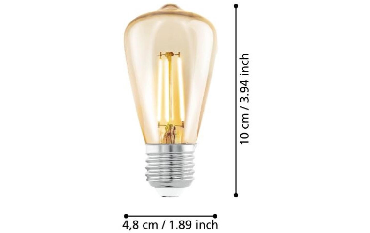 EGLO LED-Leuchtmittel E27 ST48 – Warmweiss 2200 K, 270 lm, 4 W – 1 Stk., Glas