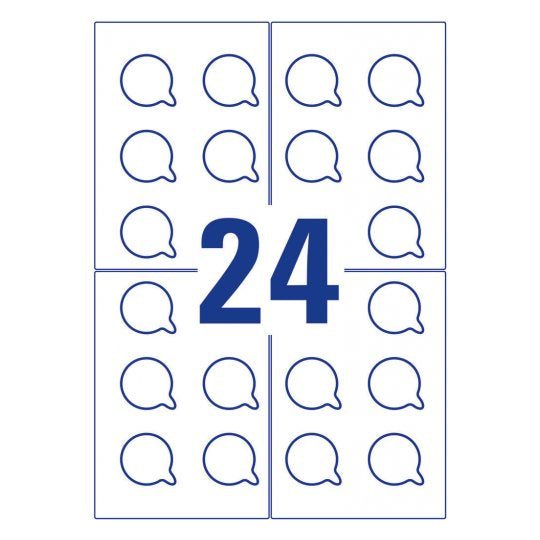 Avery Zweckform – Prüfplaketten, Ø 30 mm, weiss, Kunststoff, permanent, 240 Etiketten