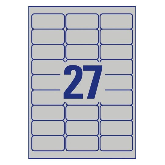 Avery Zweckform – Typenschild-Etiketten, 64 mm × 30 mm, silber, Polyester, permanent, 216 Stück (8 Blatt)
