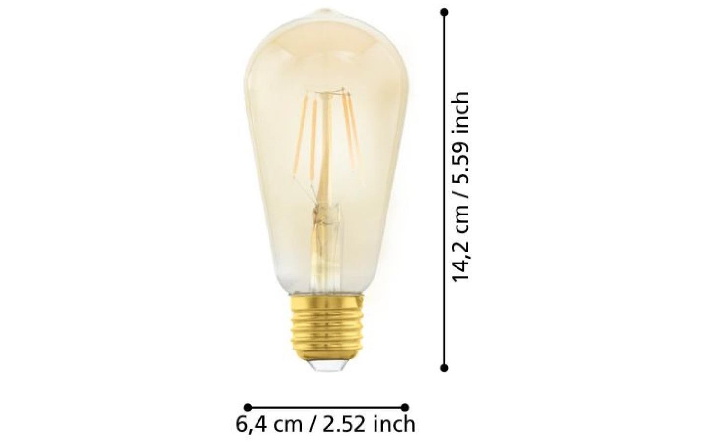 EGLO Leuchtmittel E27 ST64 – Warmweiss 2200 K, 270 lm, 4 W – IP20 – 1 Stk., Glas