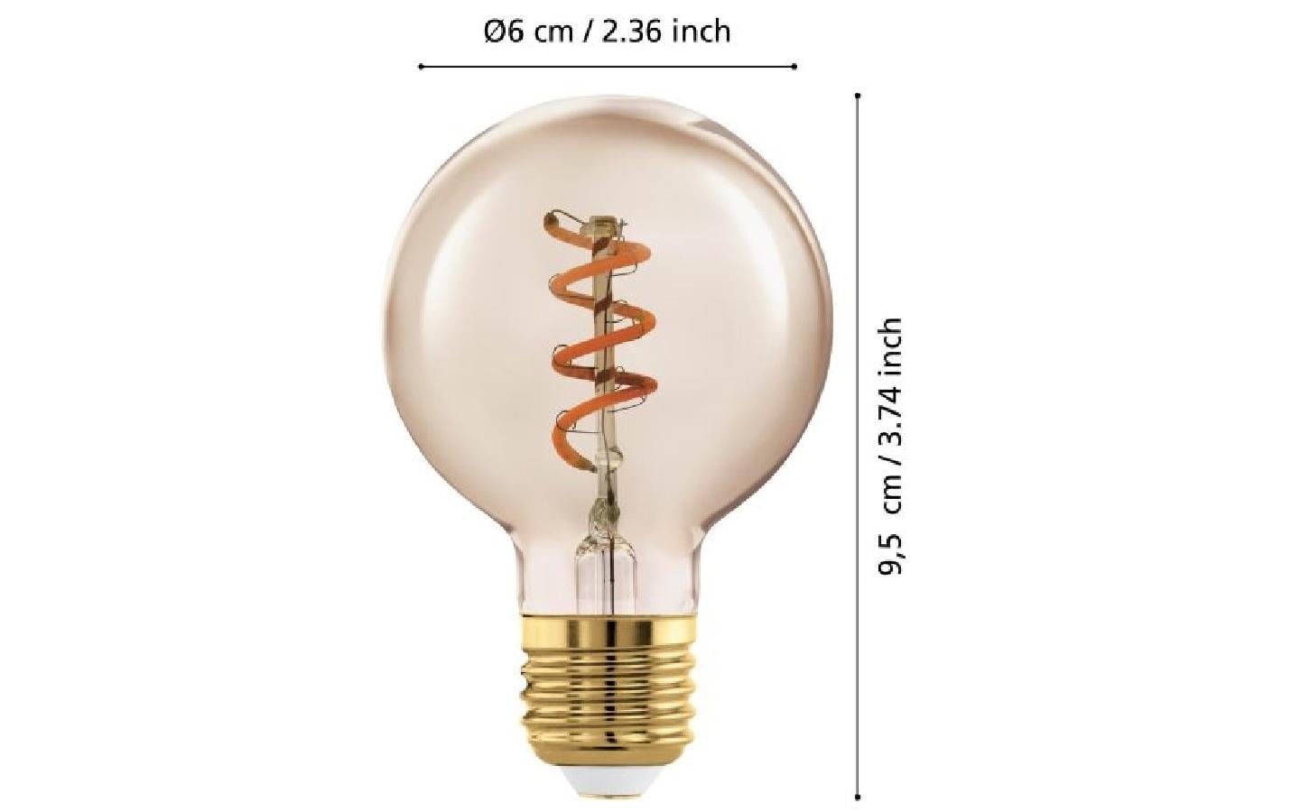 EGLO LED-Leuchtmittel E27 Globus – 145 lm, 4 W, Warmweiss 2000 K, 360°, dimmbar – IP20 – 1 Stk., Glas