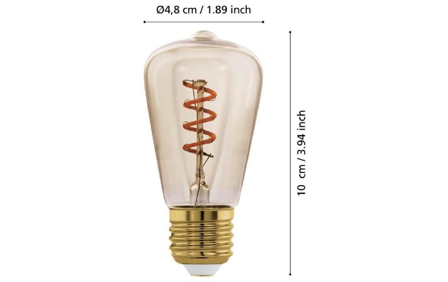 EGLO Leuchtmittel E27 ST48 – Warmweiss 2000 K, 145 lm, 4 W, dimmbar – IP20 – 1 Stk. – Glas