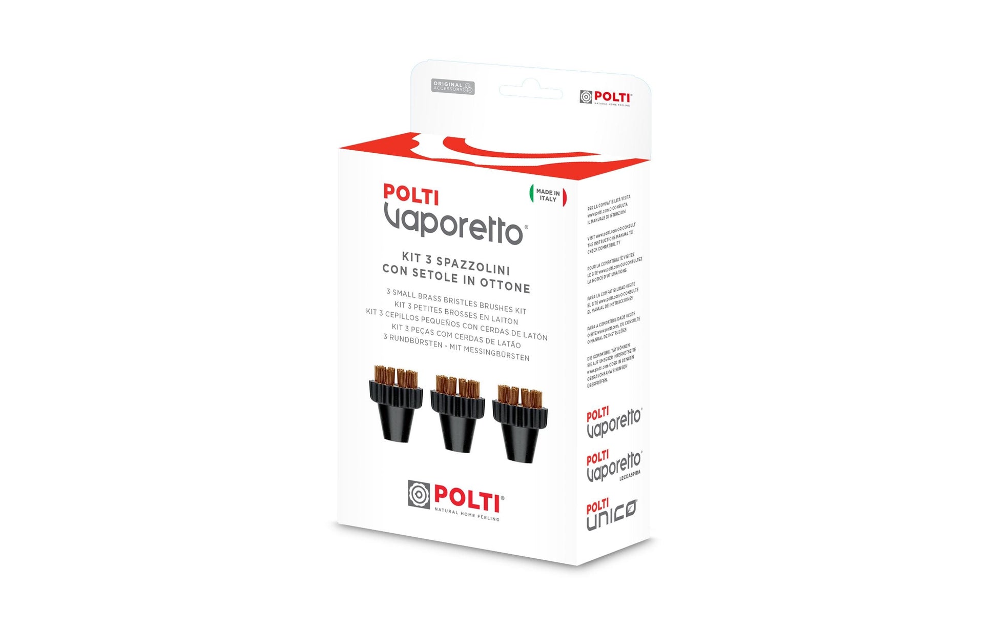 Polti Bürstenset – 3 Stk. – Kunststoff, schwarz – für Vaporetto Lecoaspira, Unico, Vaporetto Series PRO und andere