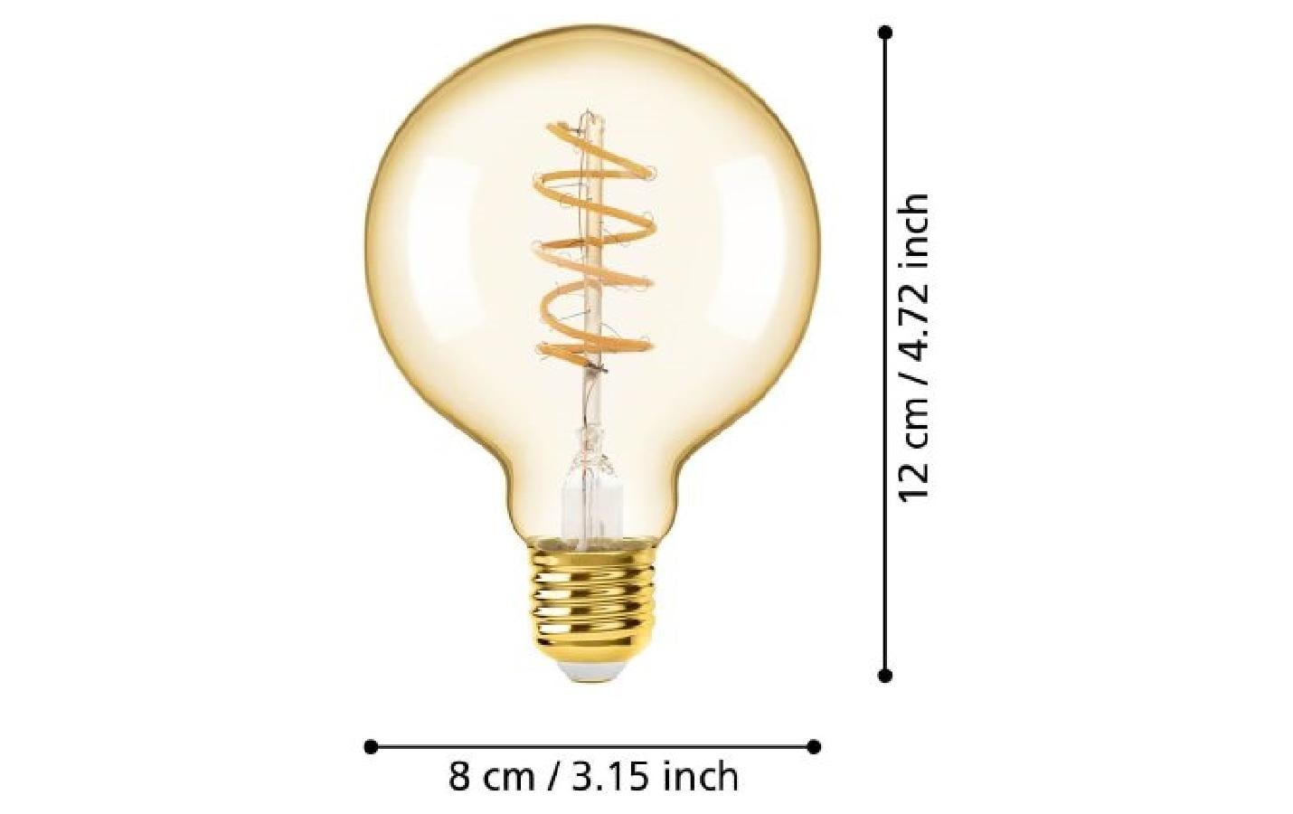 EGLO Leuchtmittel E27 Globus – Warmweiss 2000 K, 245 lm, 4 W – IP20 – 1 Stk., Glas