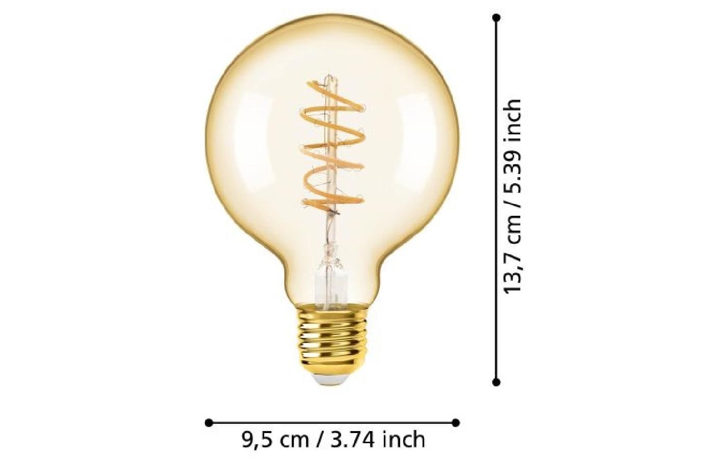 EGLO Leuchtmittel E27 Globus G95 – 245 lm, 4 W, Warmweiss 2000 K, dimmbar – IP20 – 1 Stk. – Glas