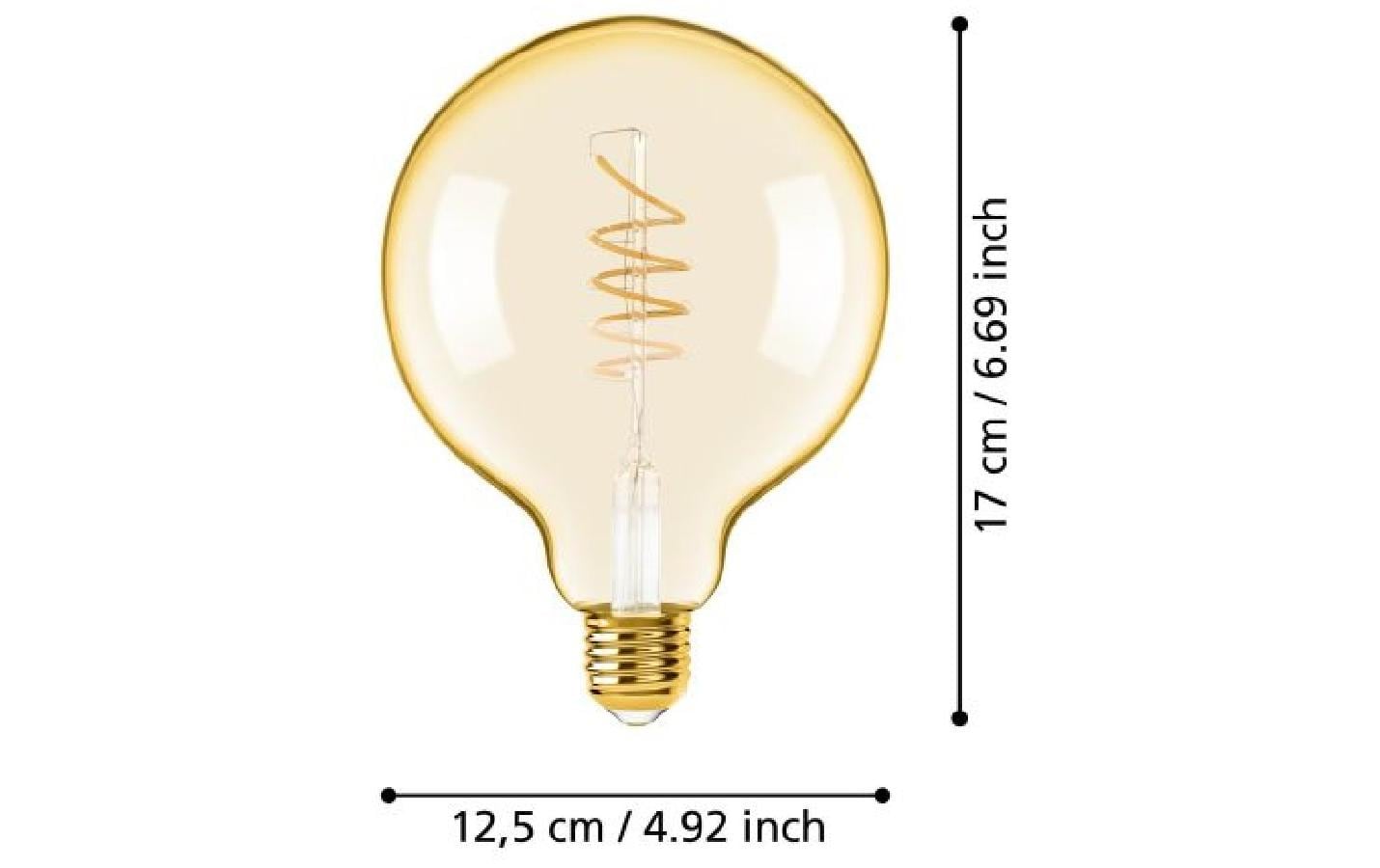 EGLO Leuchtmittel E27 Globus G125 – 245 lm, 4 W, Warmweiss 2000 K – 360 °, IP20 – 1 Stk., Glas