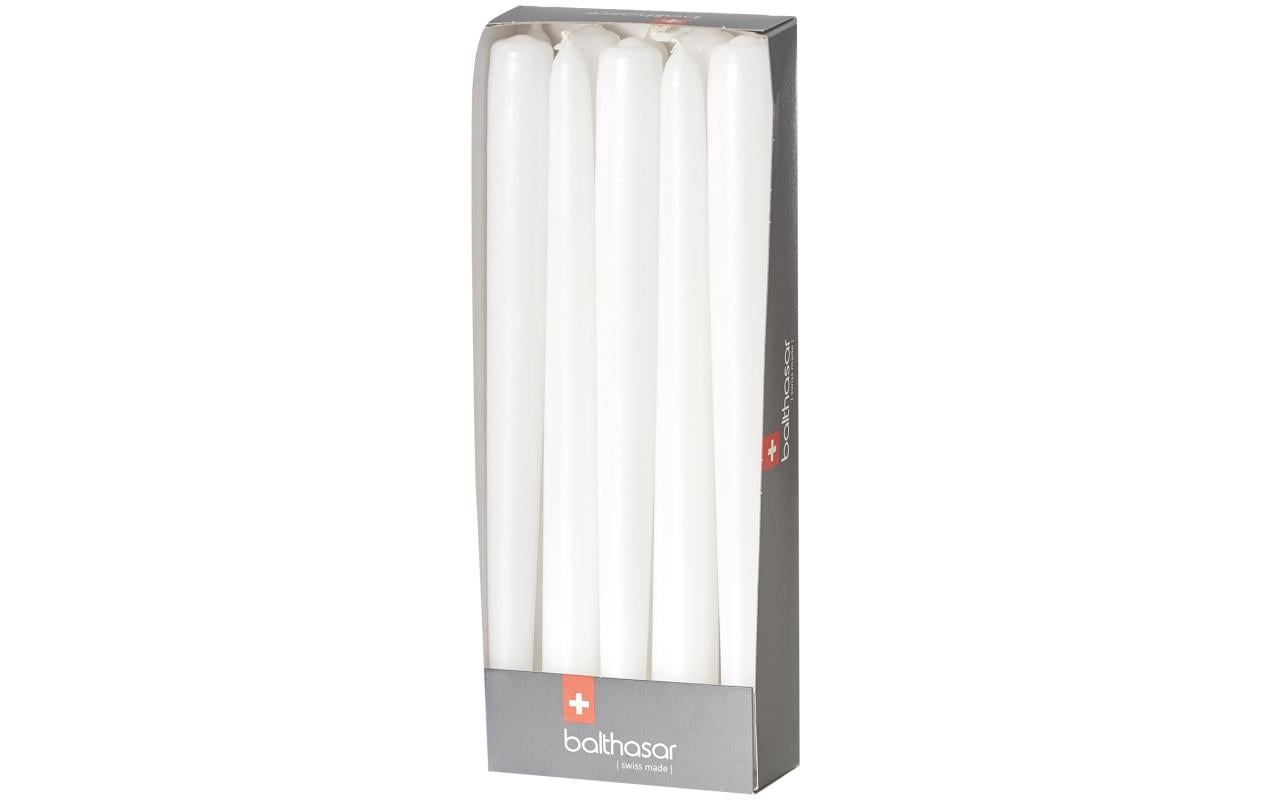 Balthasar Etoilekerze – Ø 2,2 × 24 cm – Weiss – 10-teilig – Brenndauer 8 h