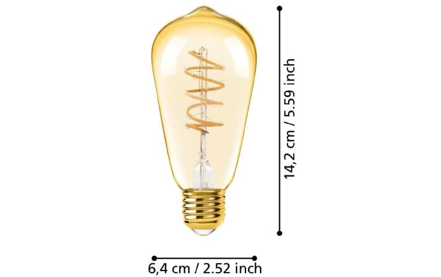 EGLO LED-Leuchtmittel E27 ST64 – Warmweiss 2000 K, 245 lm, 4 W – IP20 – 1 Stk., Glas