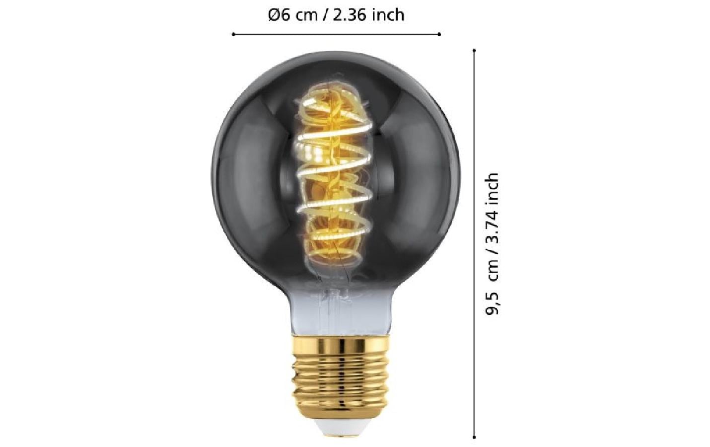 EGLO LED-Leuchtmittel E27 – 100 lm, 4 W, Warmweiss 2000 K – dimmbar – IP20 – 1 Stk. – Schwarz, Glas