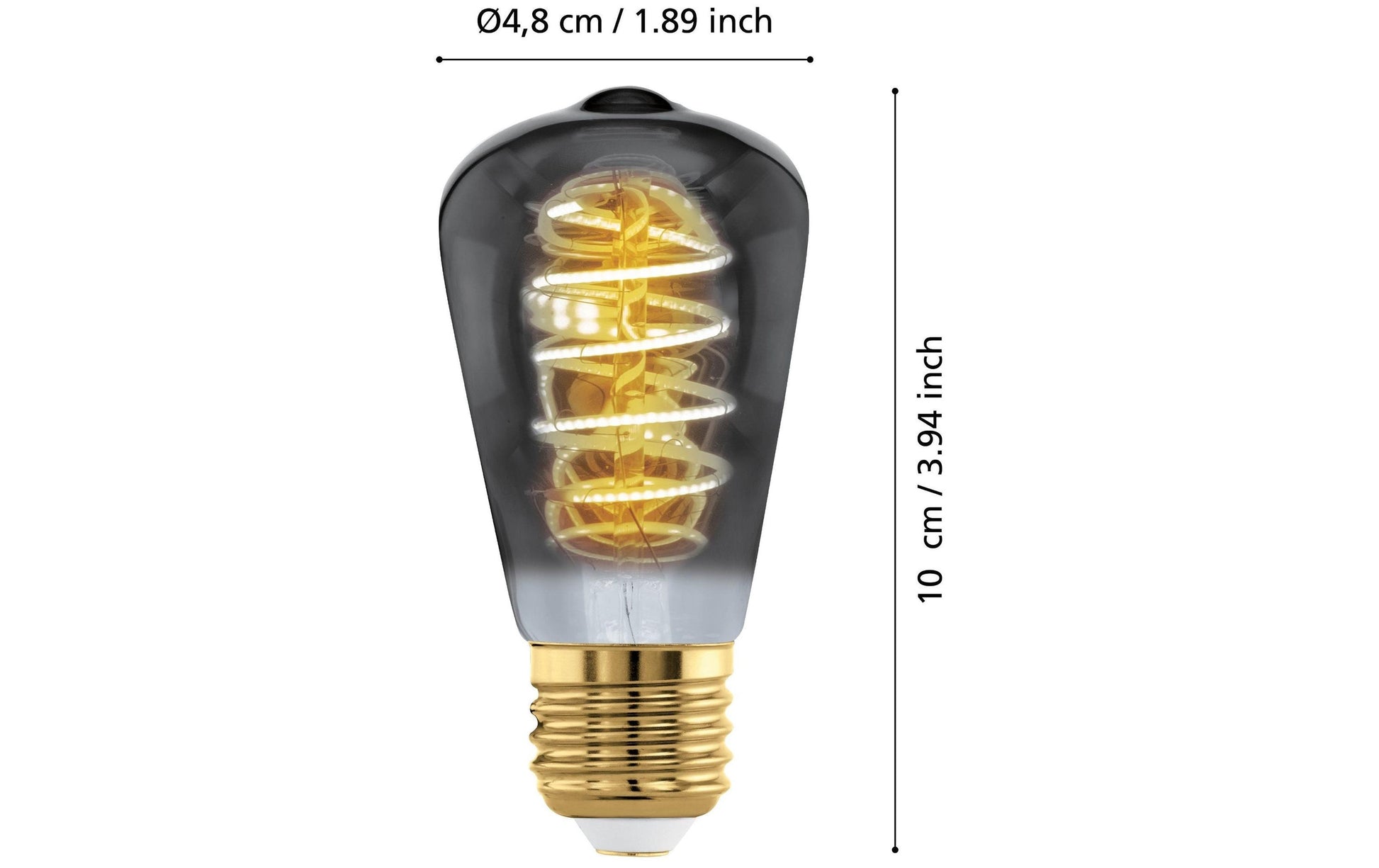 EGLO Leuchtmittel E27 ST48 – Warmweiss 2000 K, 100 lm, 4 W, dimmbar – IP20 – 1 Stk. – Schwarz, Glas